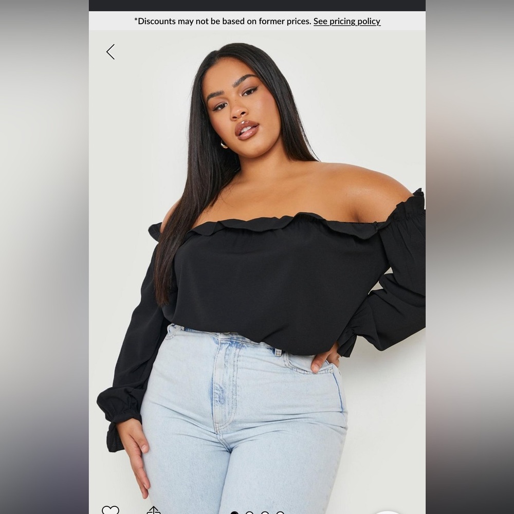 Plus ruffle Bardot smock top